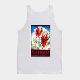 Vintage Travel Poster Australia Sturts Desert Pea Tank Top